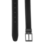 Men Textured Reversible Formal Italian Leather with Matt Gun Metal Buckle Belt
